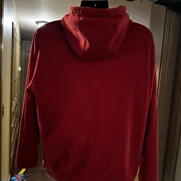 Nike Hoodie Men's Large Red Colorblock Club Fleece Pullover Sweatshirt BV2973 - Picture 2 of 5